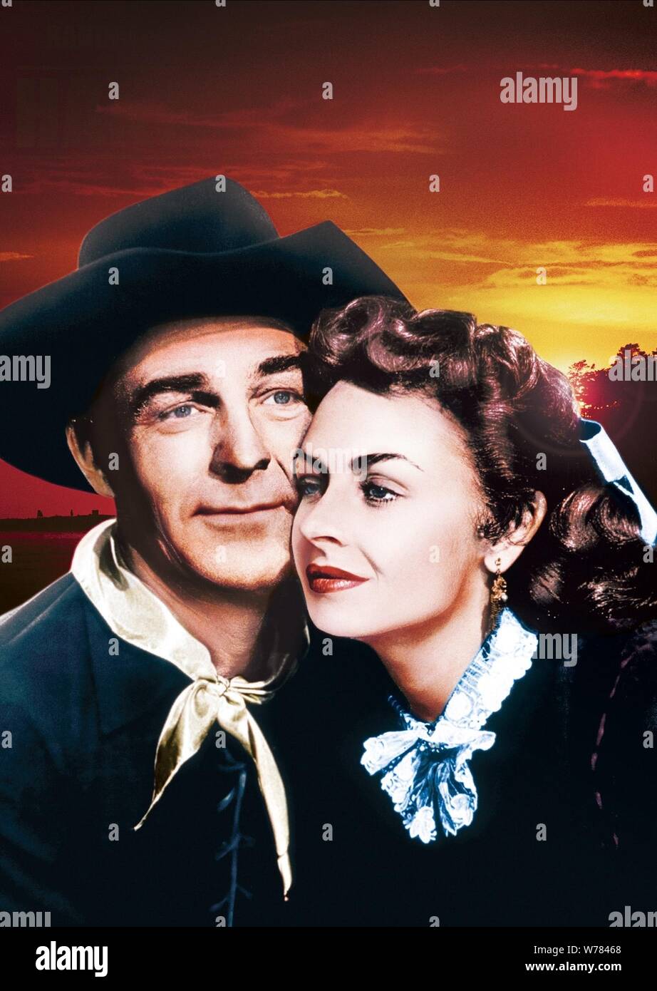 RANDOLPH SCOTT, DONNA REED, HANGMAN'S KNOT, 1952 Stock Photo