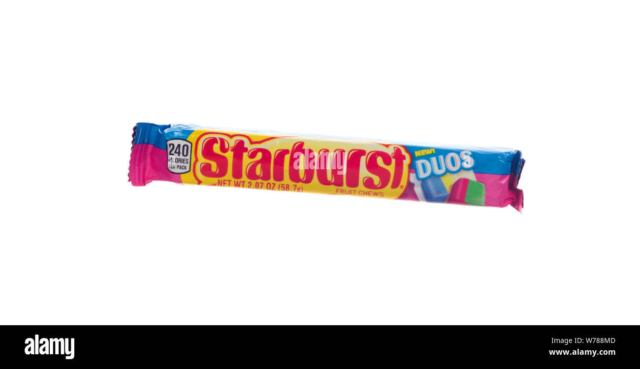 Starbust Duos fruit chews candy package by Wrigley Company  of Mars, Inc. fruit-flavored taffy candy Stock Photo