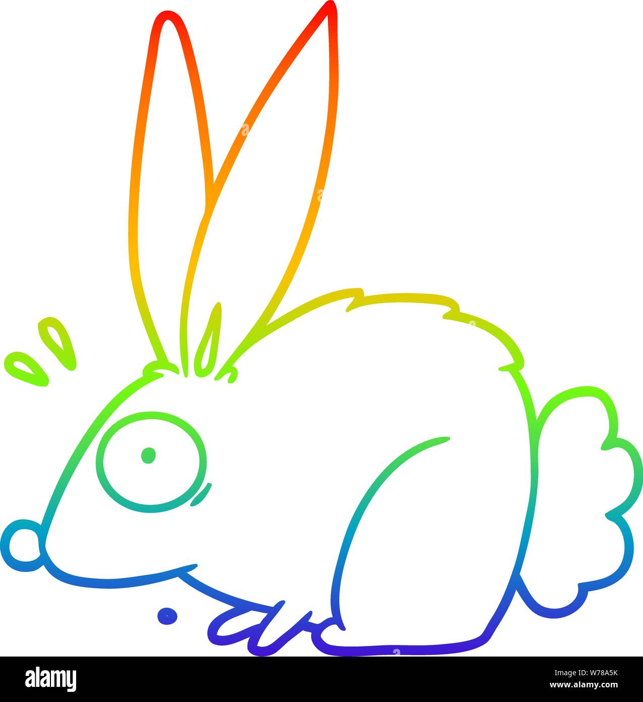Frightened Rabbit Sign rainbow gradient line drawing of a cartoon frightened rabbit Stock ...