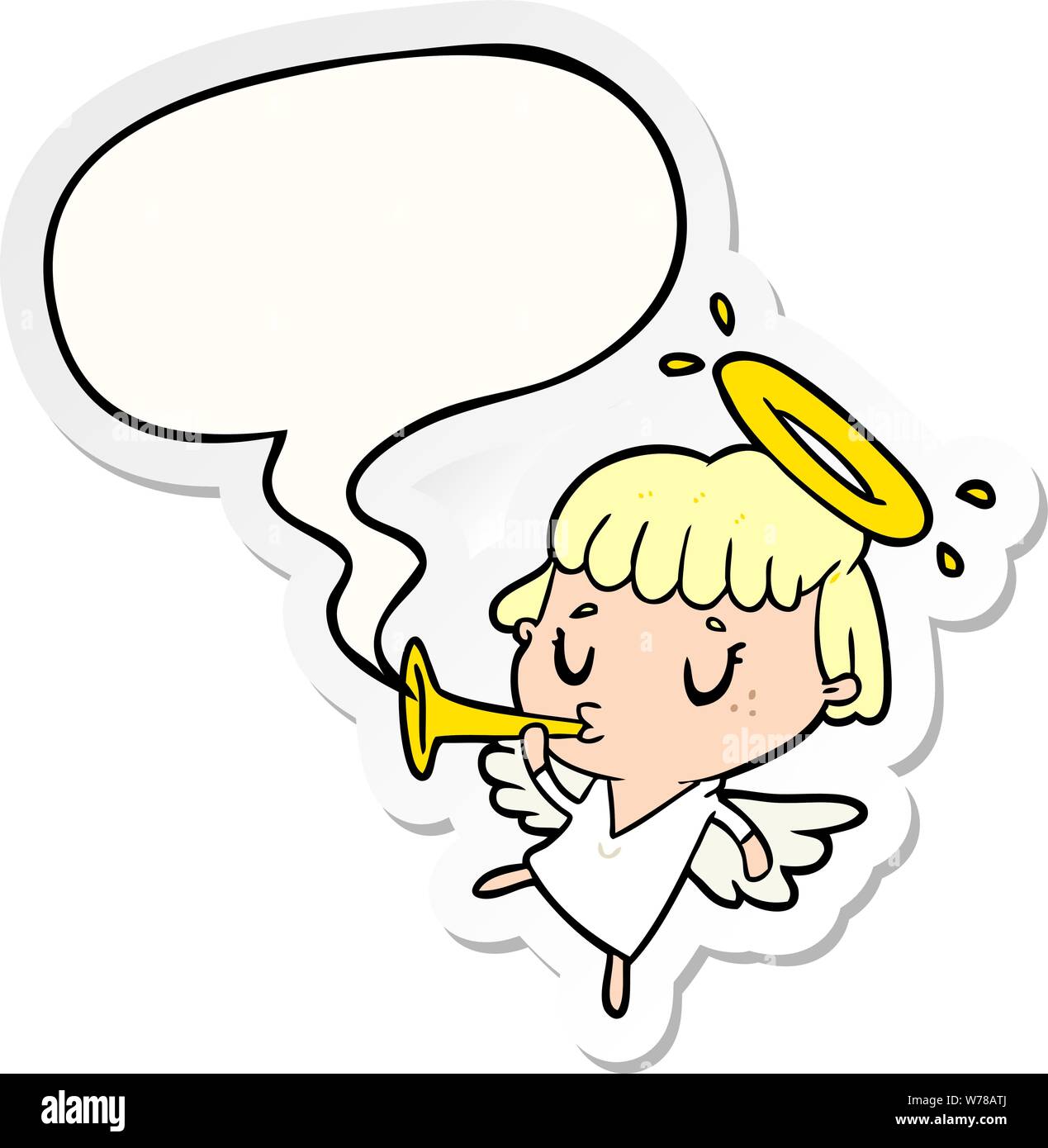 cute cartoon angel with speech bubble sticker Stock Vector Image & Art ...
