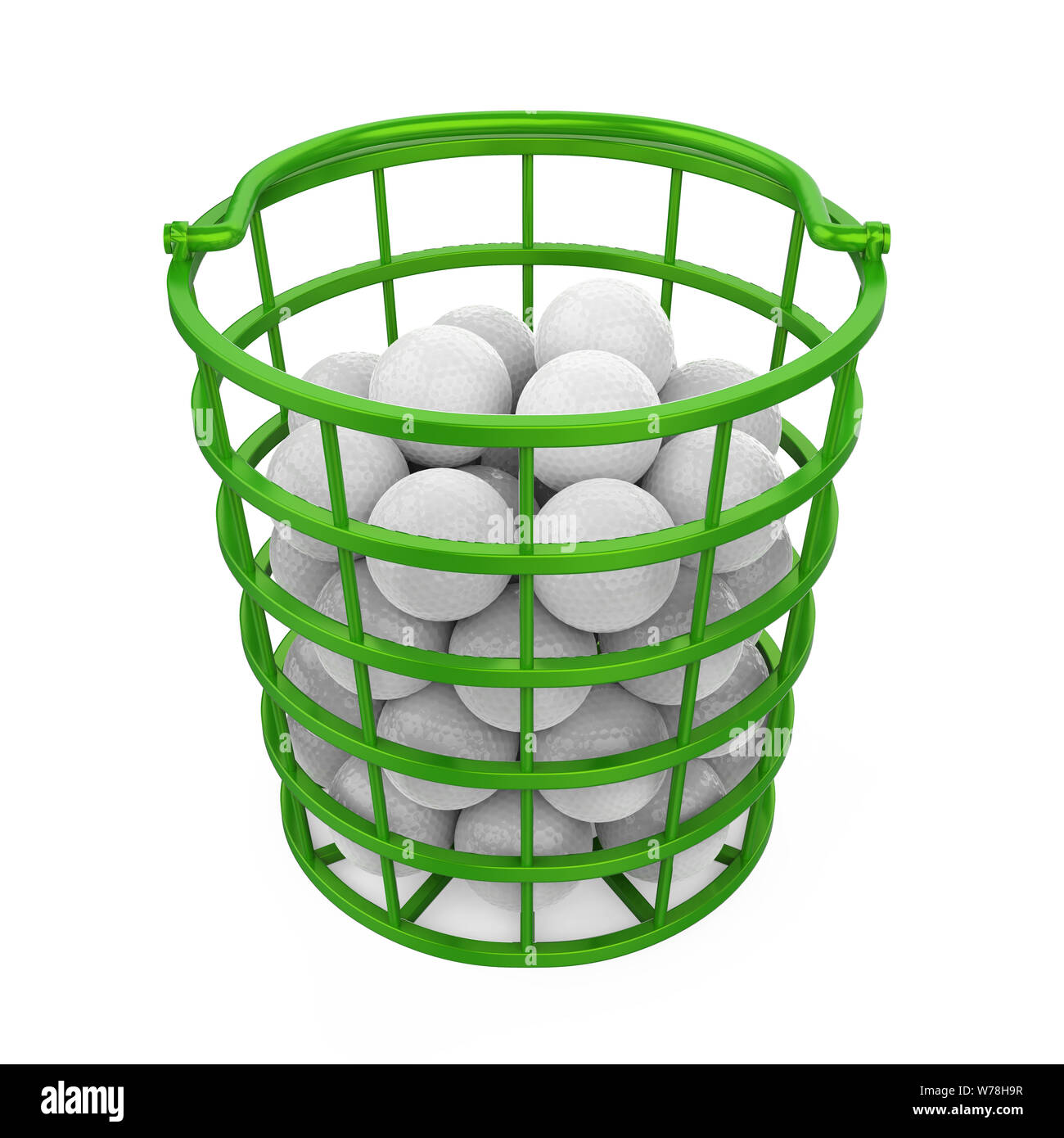 Golf Balls in a Basket Isolated Stock Photo Alamy