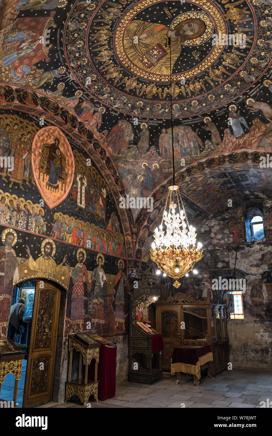 Asenovgrad Bulgaria May 7 2019 Frescoes And Paintings In Bachkovo asenovgrad-bulgaria-may-7-2019-frescoes-and-paintings-in-bachkovo