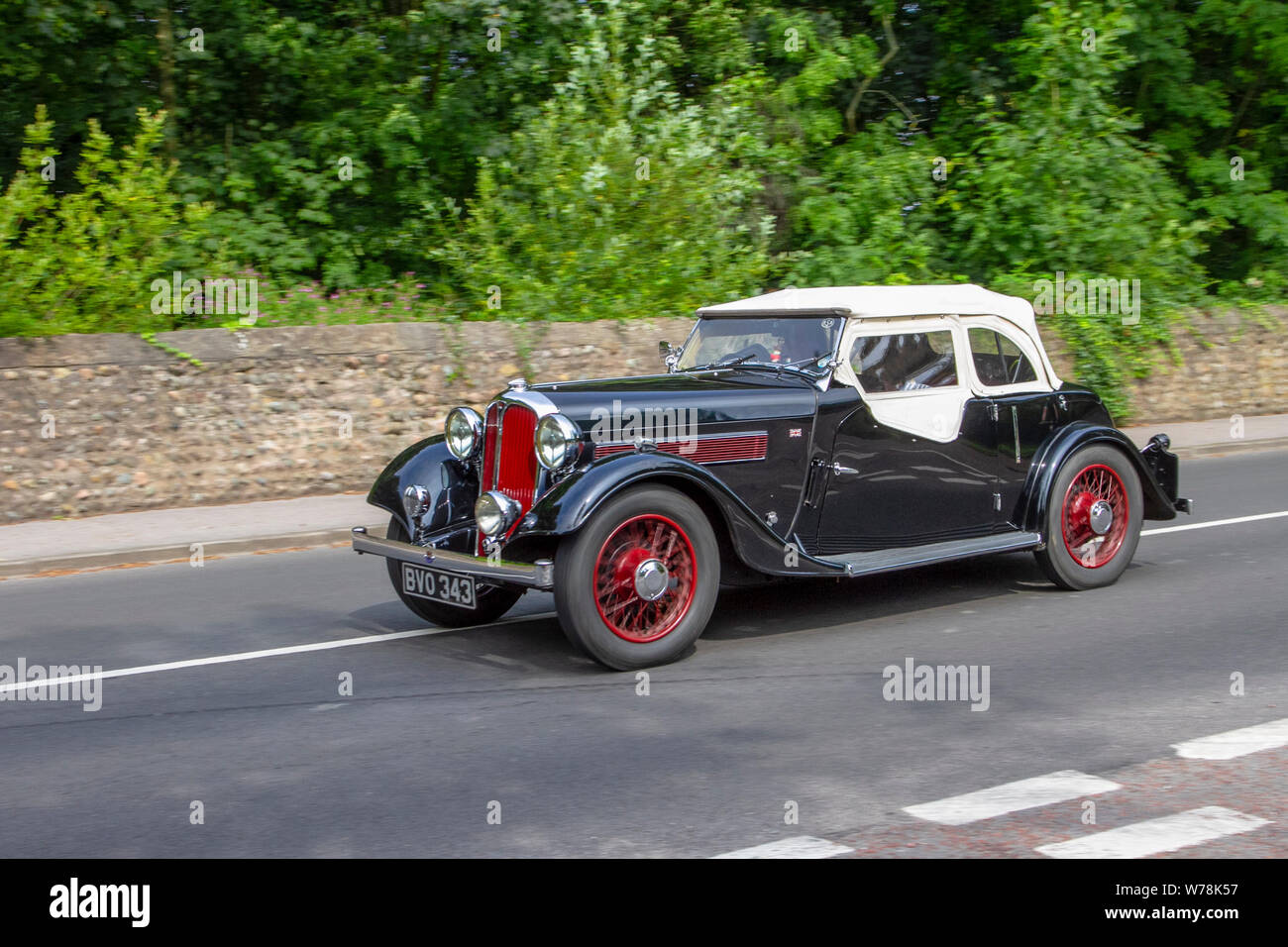 1936 30s black Rover 12 Tourer en-route to Lytham Hall classic vintage ...