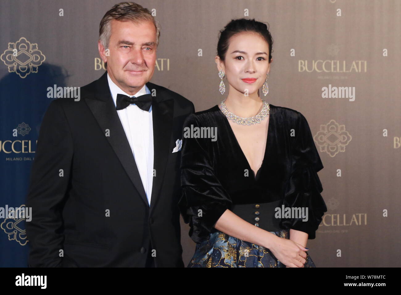 Chinese actress Zhang Ziyi, right, attends a promotional event for Buccellati in Shanghai, China, 9 November 2017. Stock Photo