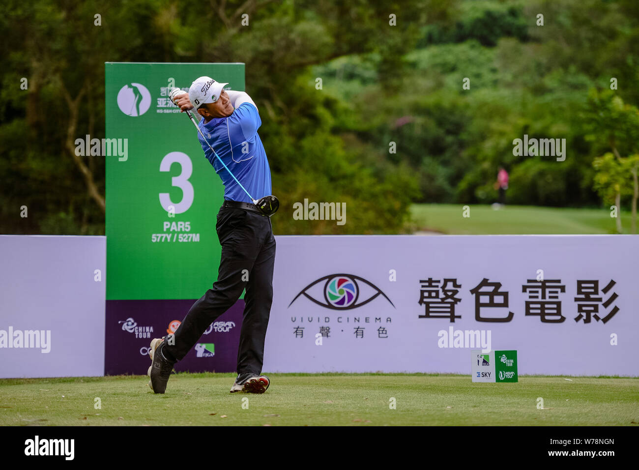 Anthony Kang of the United States hits the ball during the KG S&H CITY