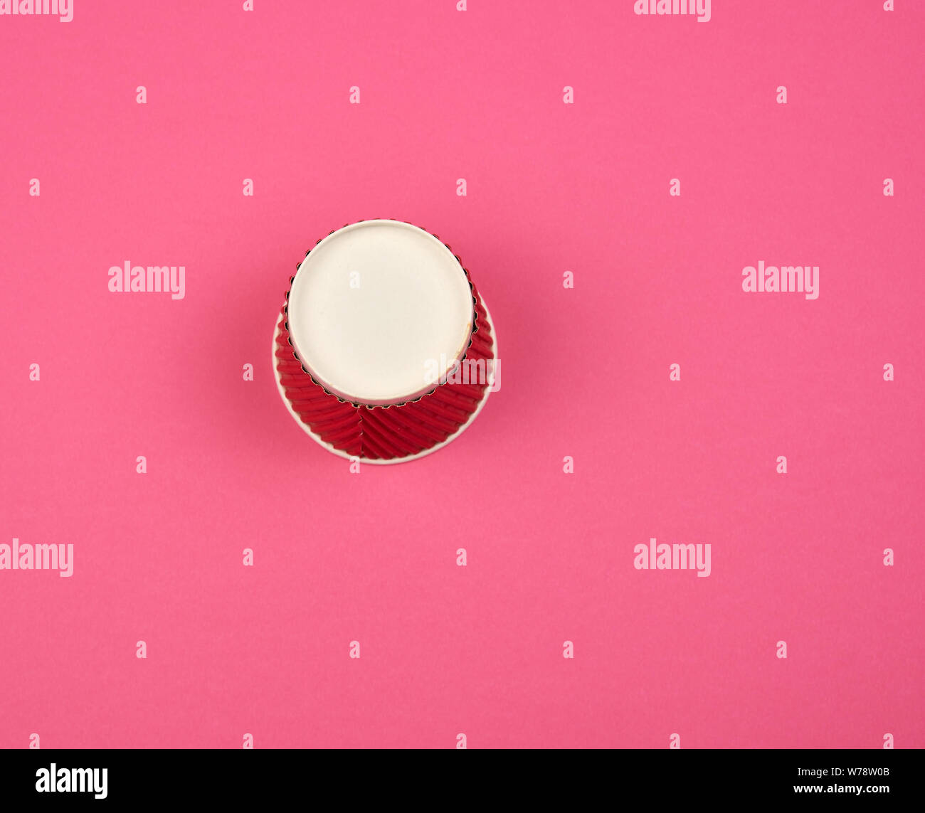 upside down red paper cup for drinks, pink background Stock Photo - Alamy