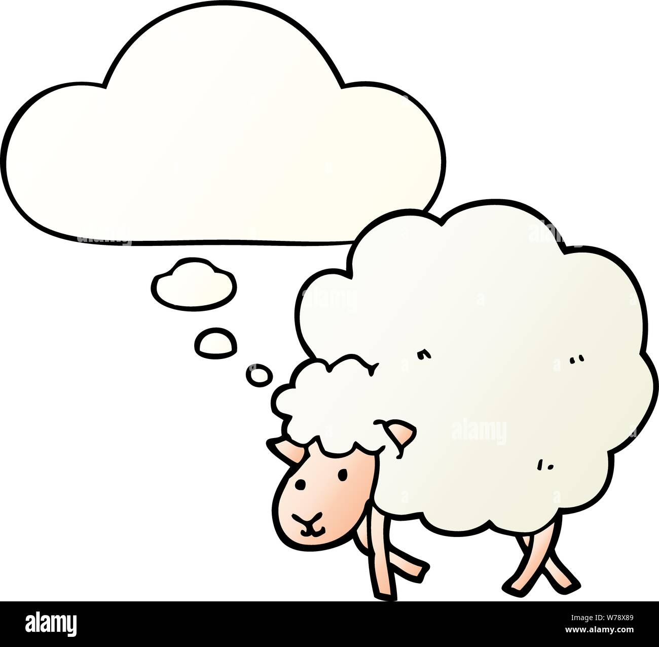 cartoon sheep with thought bubble in smooth gradient style Stock Vector