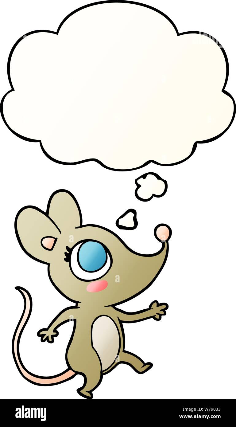 cartoon mouse with thought bubble in smooth gradient style Stock Vector