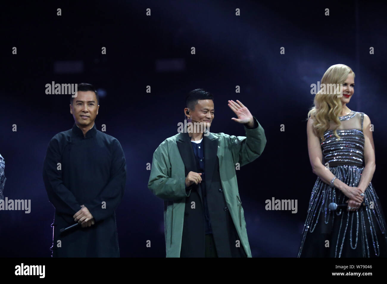 From left) Hong Kong actor Donnie Yen or Yen Chi Tan, Jack Ma Yun, chairman  of Chinese e-commerce giant Alibaba Group, and Australian actress Nicole  Stock Photo - Alamy