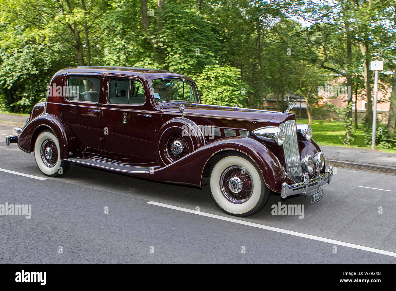 Packard Sedan; vintage motors and collectibles 2019; Lytham Hall transport show, collection of cars & veteran vehicles of yesteryear. Stock Photo