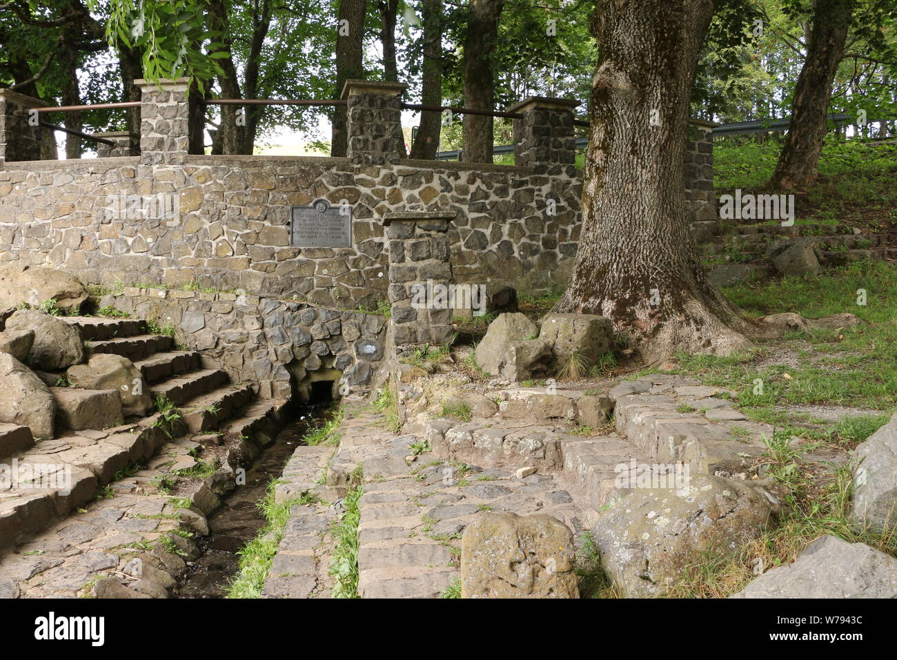 Die Fuldaquelle auf der Wasserkuppe in der Hessischen Rhön Stock Photo