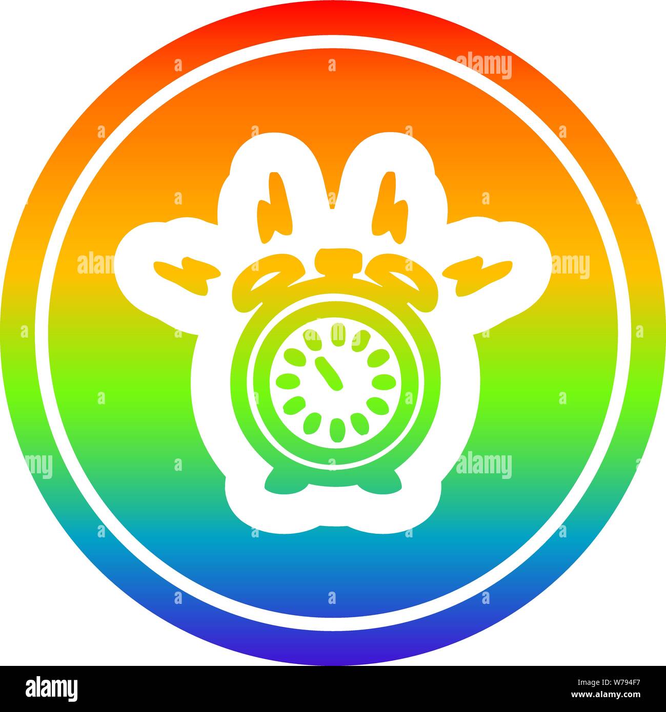 alarm clock circular icon with rainbow gradient finish Stock Vector ...