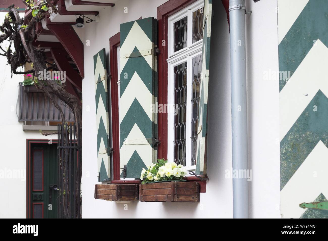 Typical german architecture Green and white traditional window