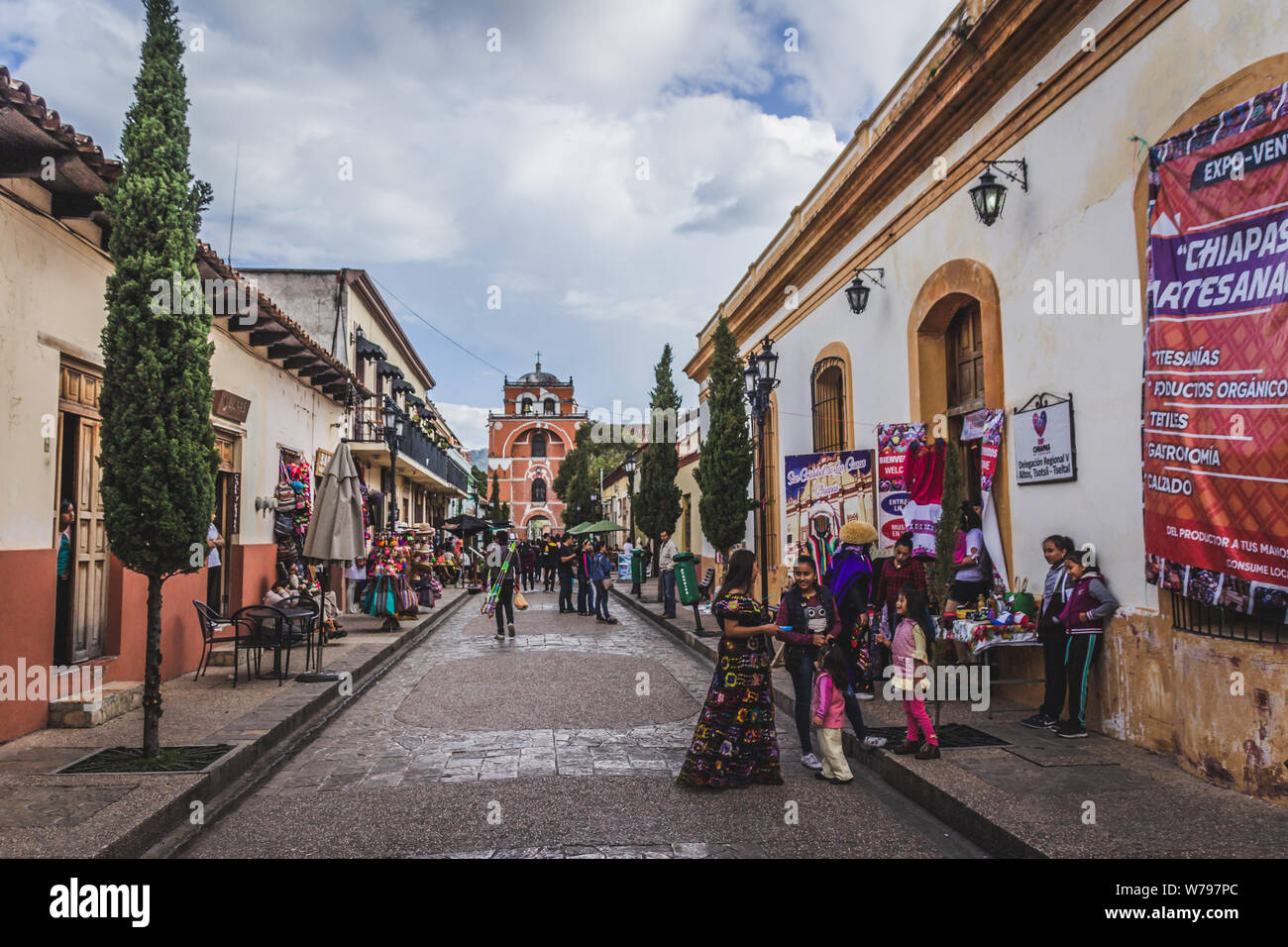 San Cristobal de las Casas, Chiapas / Mexico - 21/07/2019:  Details of the downtown streets Stock Photo