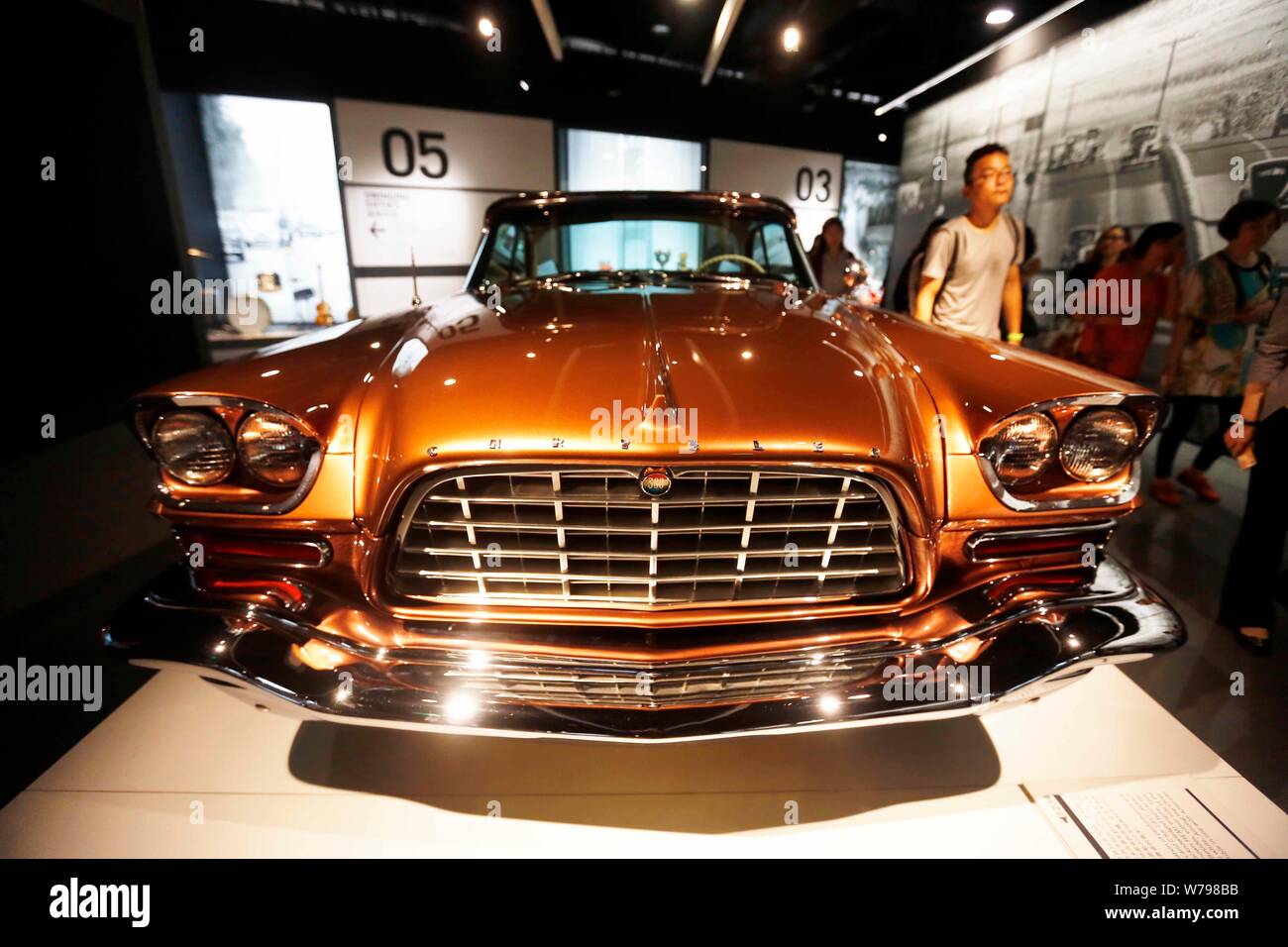 --FILE--A Chrysler 300C vintage car is on display at the Shanghai Auto Museum in Shanghai, China, 6 June 2017.   Chrysler will recall 148,141 vehicles Stock Photo