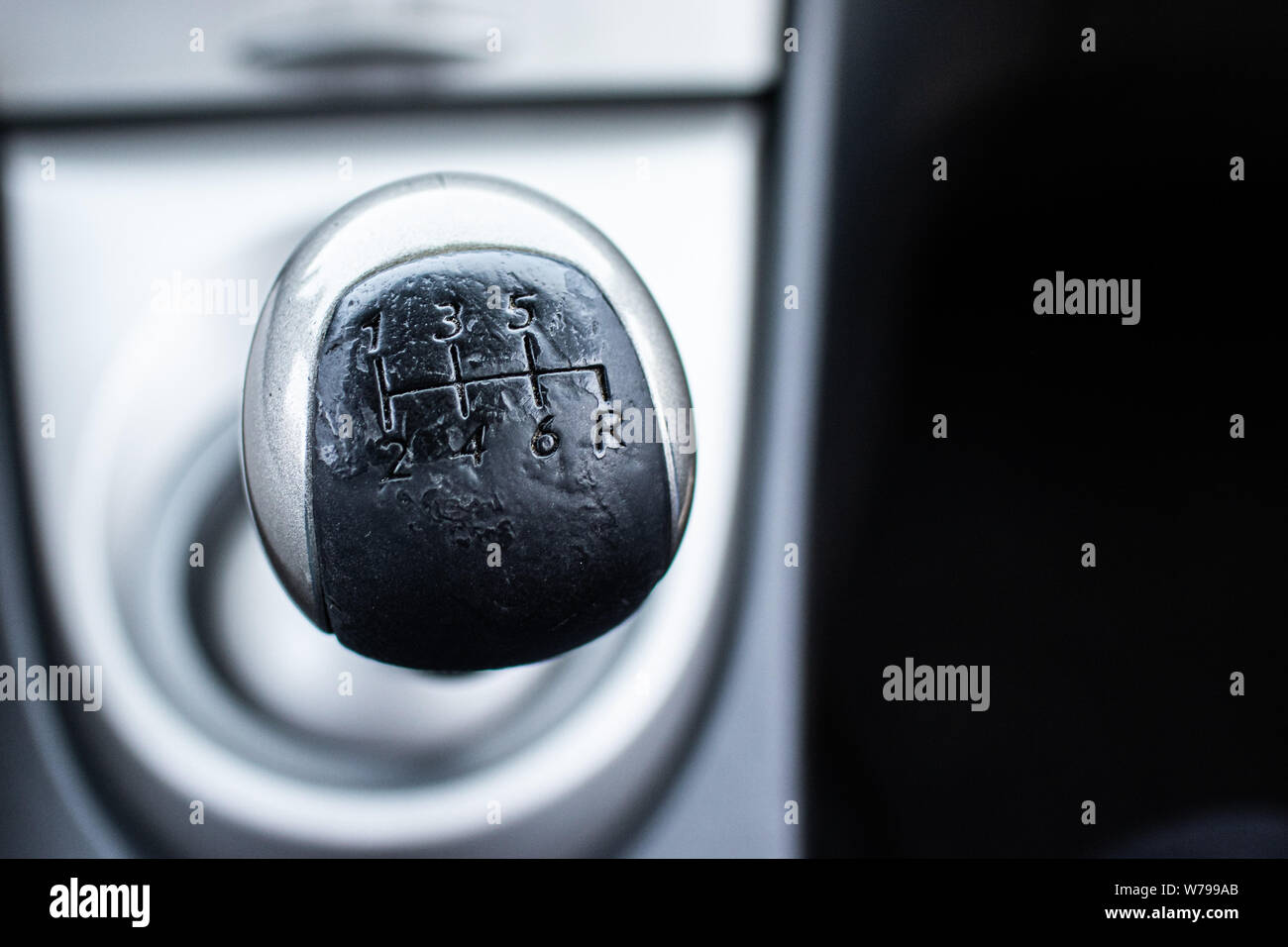 Manual gearbox on a modern car Stock Photo