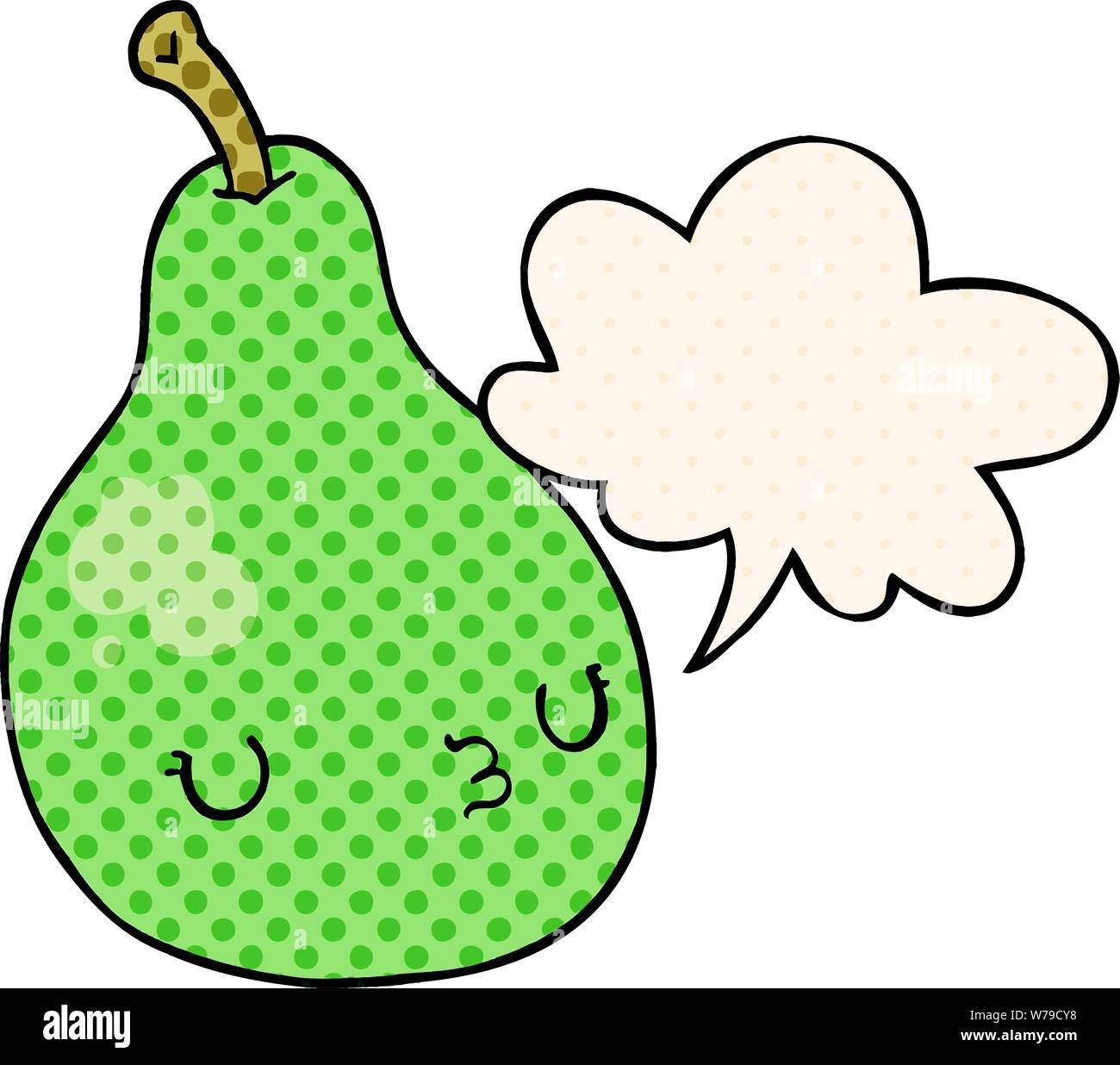 cartoon pear with speech bubble in comic book style Stock Vector Image ...