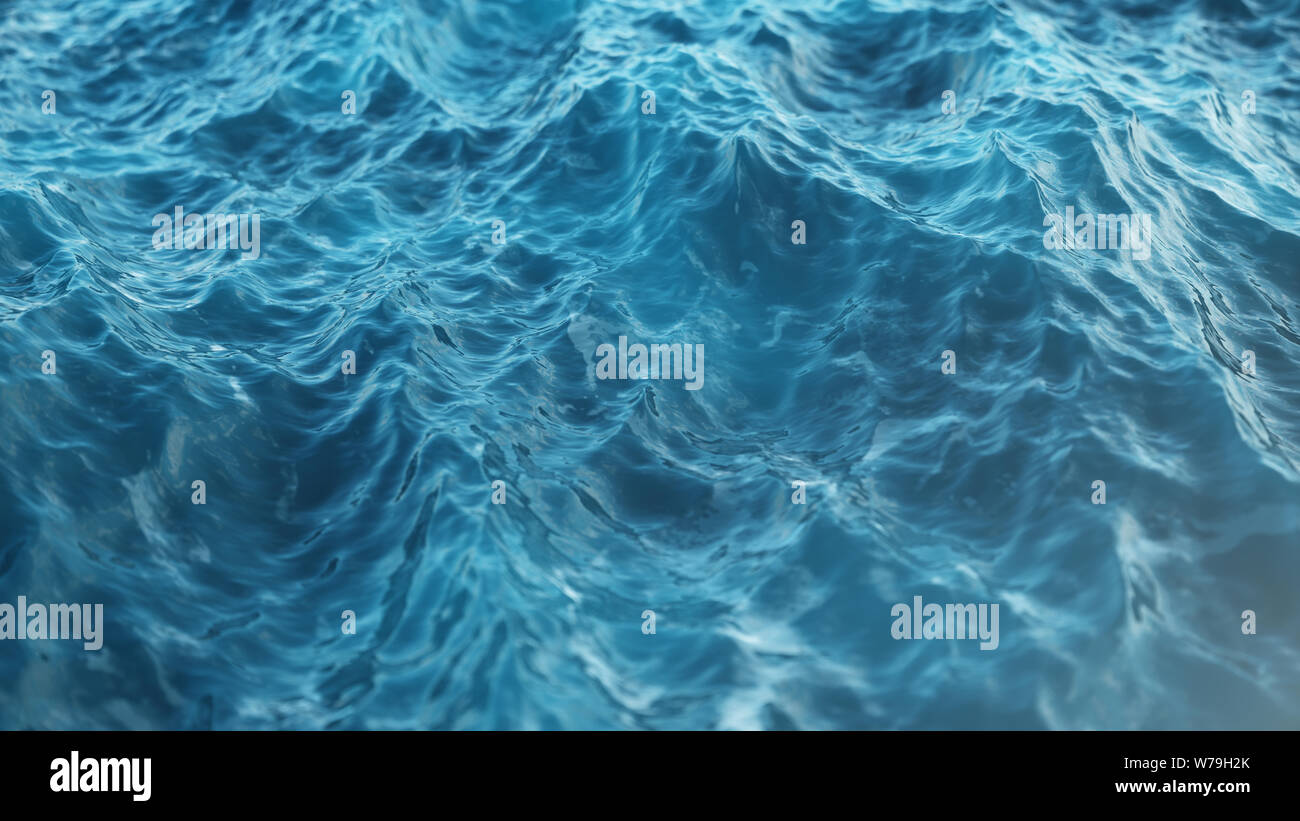 Sea wave top view. Ocean water backgorund. Sea or ocean wave close-up view.  Beautiful Blue clean water, 3D rendering Stock Photo - Alamy