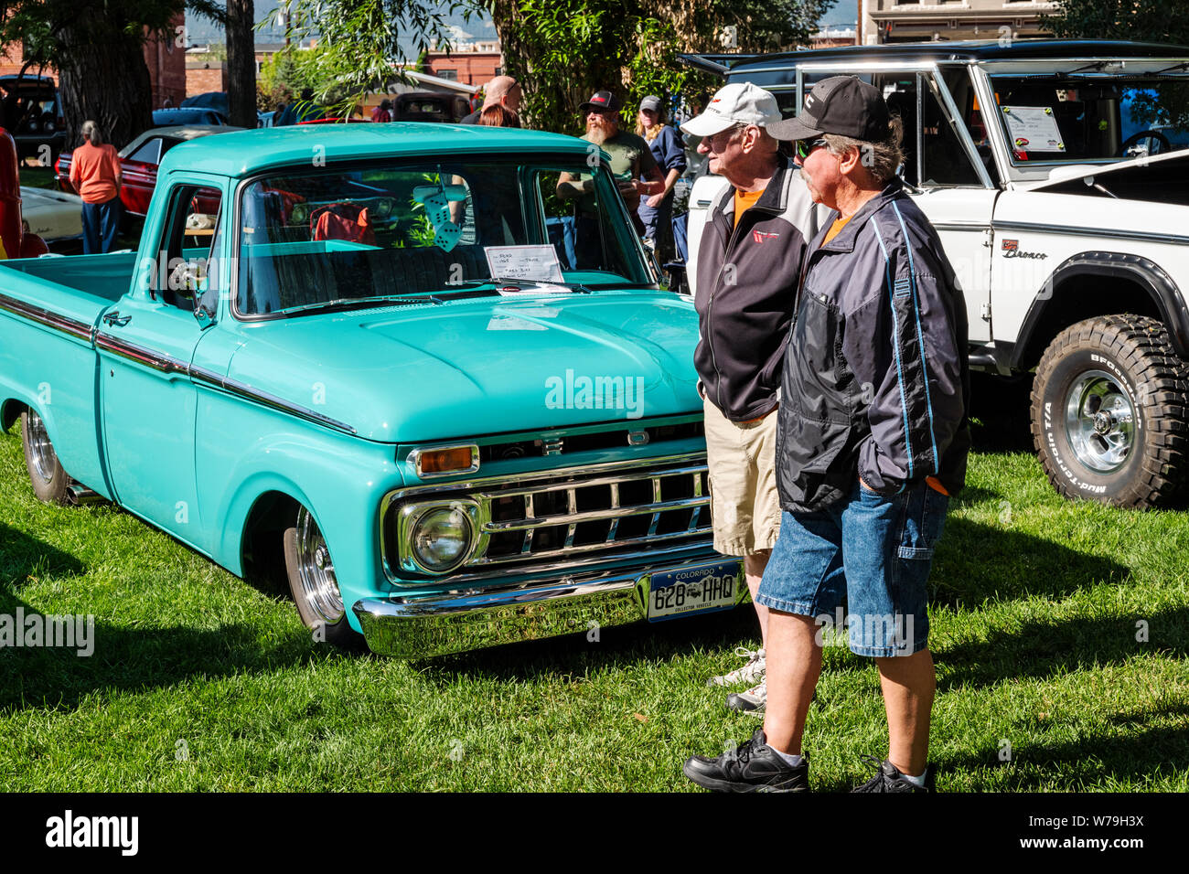 1965 Ford pick-up truck; Angel of Shavano Car Show, fund raiser for Chaffee County Search & Rescue South, Salida, Colorado, USA Stock Photo