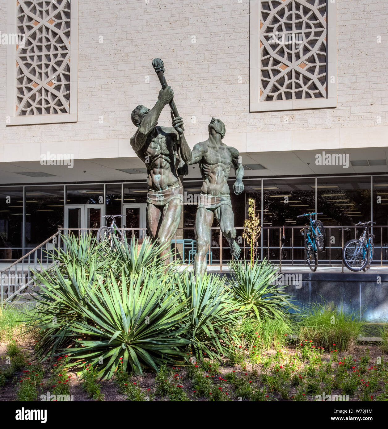 AUSTIN,TX/USA - NOVEMBER 14:  The Torchbearers Sculpture on the campus of the University of Texas, a state research university and the flagship instit Stock Photo