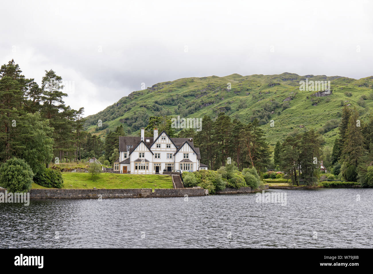 Manor on the Loch Katrine, Loch Lomond & The Trossachs National Park, Scotland, UK Stock Photo