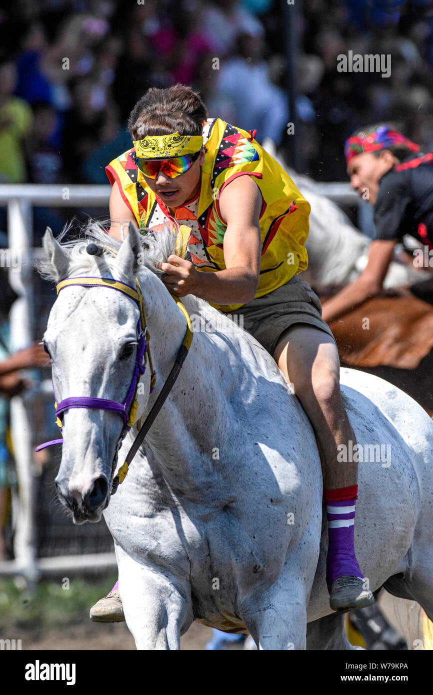 Piikani Nation Indian Relay (horse) Race in Brocket, Alberta Canada