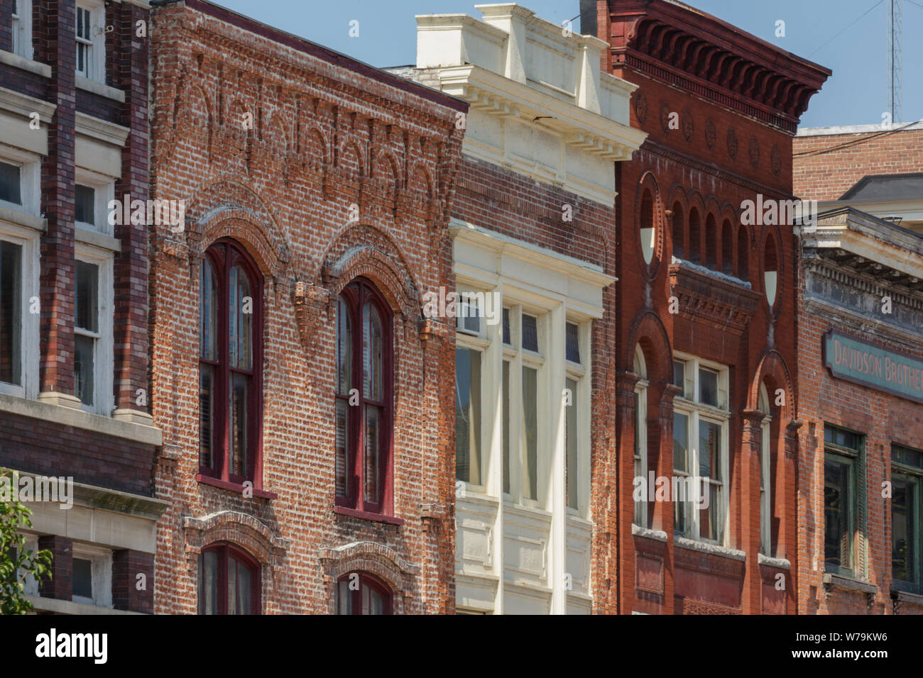 Historic architectural facades of Glens Falls, New York, Warren County Stock Photo