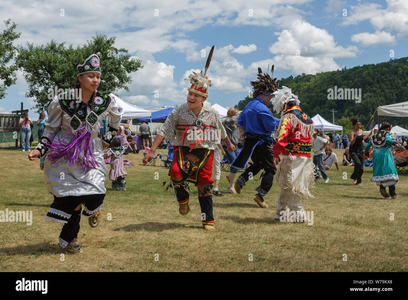 Traditional dancing at annual Kanatsiohareke Mohawk Indian Festival