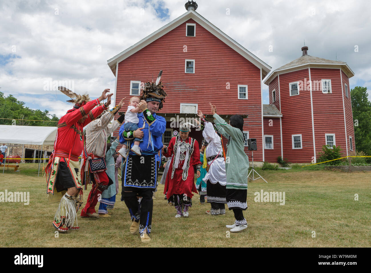 Traditional dancing at annual Kanatsiohareke Mohawk Indian Festival