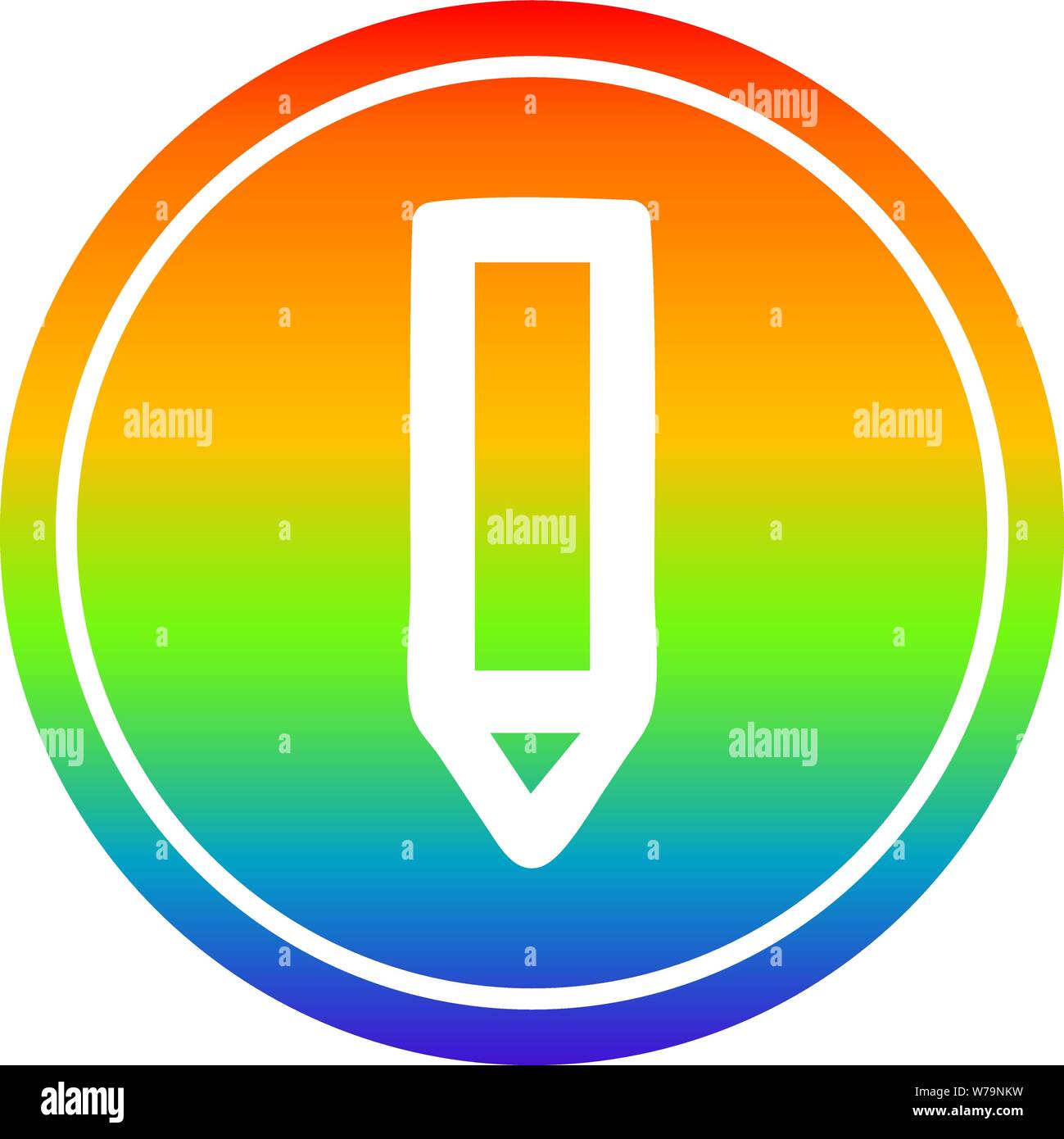 simple pencil circular icon with rainbow gradient finish Stock Vector ...