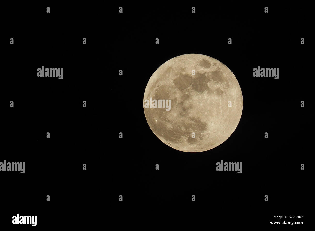 Dominican Republic. Close up view of a full moon. Stock Photo