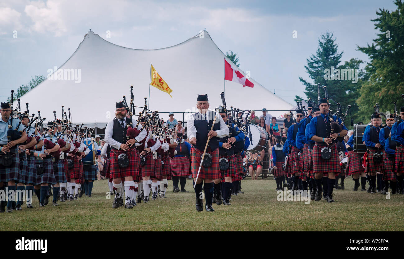 Fergus, Ontario, Canada 08 11 2018 Over 20 Pipe bands paricipated in