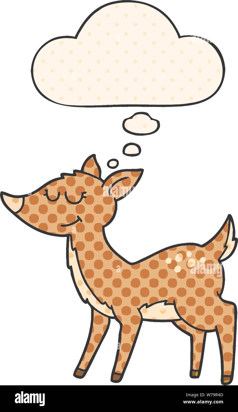 cartoon deer with thought bubble in comic book style Stock Vector