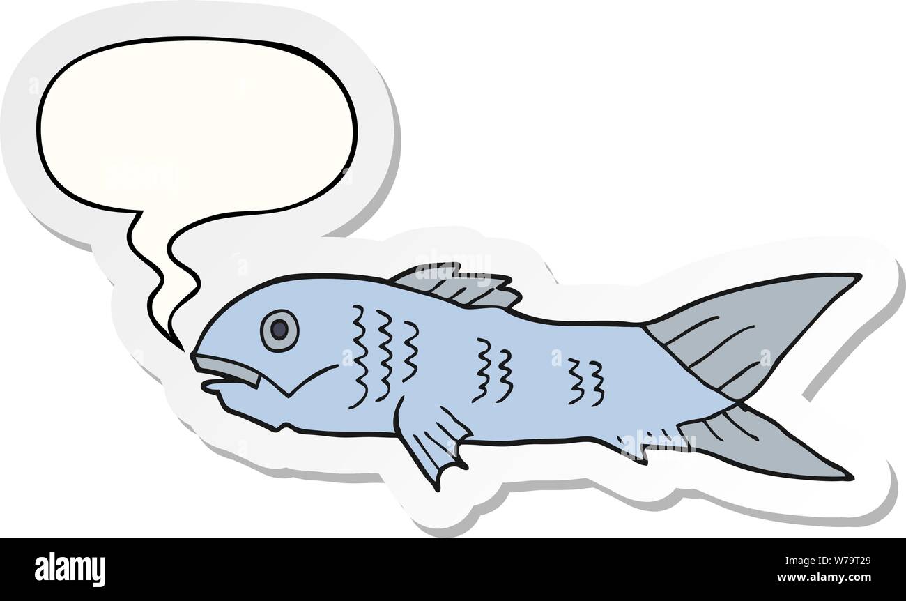 cartoon fish with speech bubble sticker Stock Vector Image & Art - Alamy