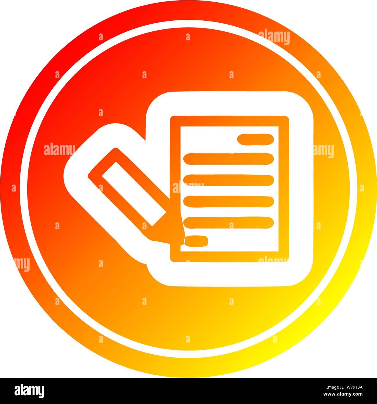 document and pencil circular icon with warm gradient finish Stock ...