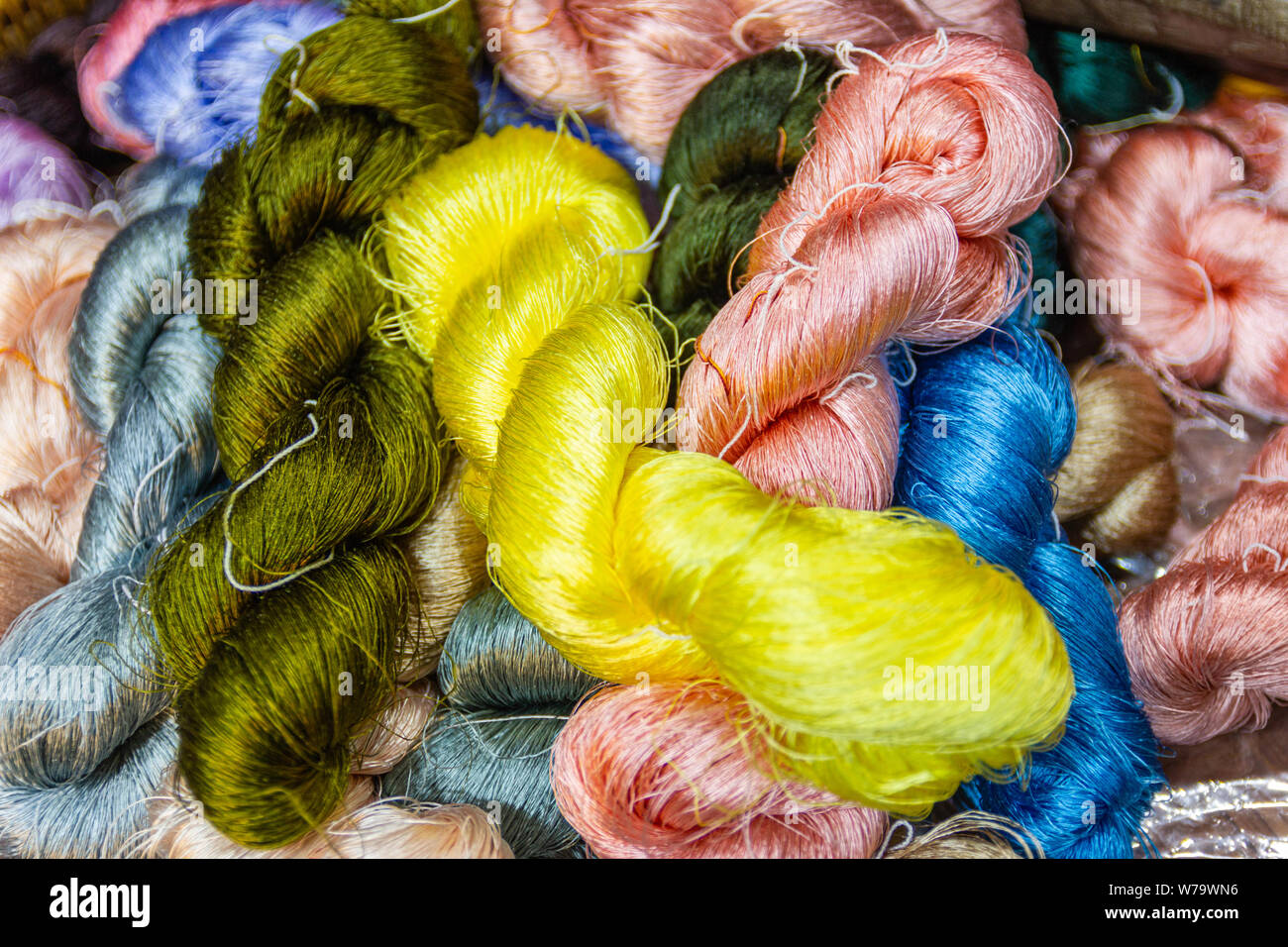 The silk yarn is obtained from a silkworm, Household handicrafts of
