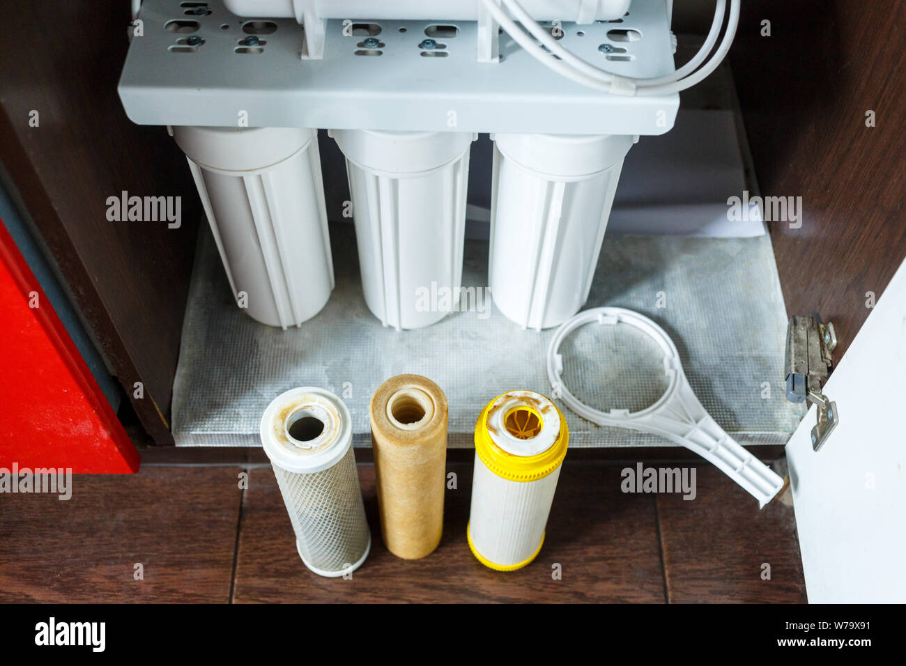 It's time to change water filters at home. Replace filters in water