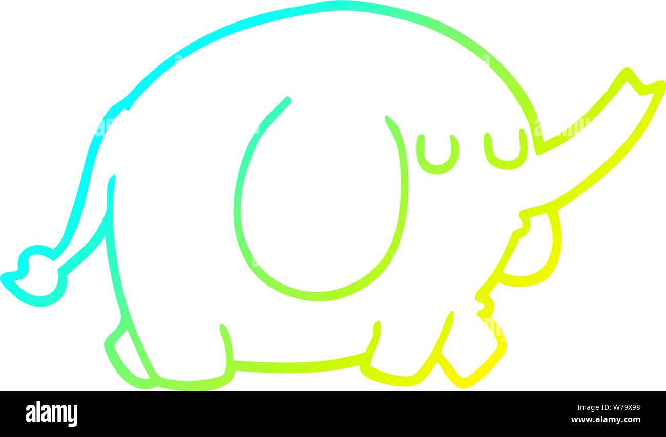 cold gradient line drawing of a cartoon elephant Stock Vector Image ...