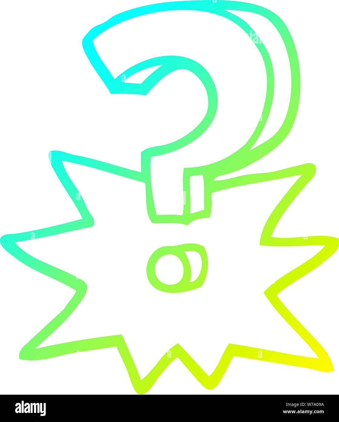 cold gradient line drawing of a cartoon question mark Stock Vector ...