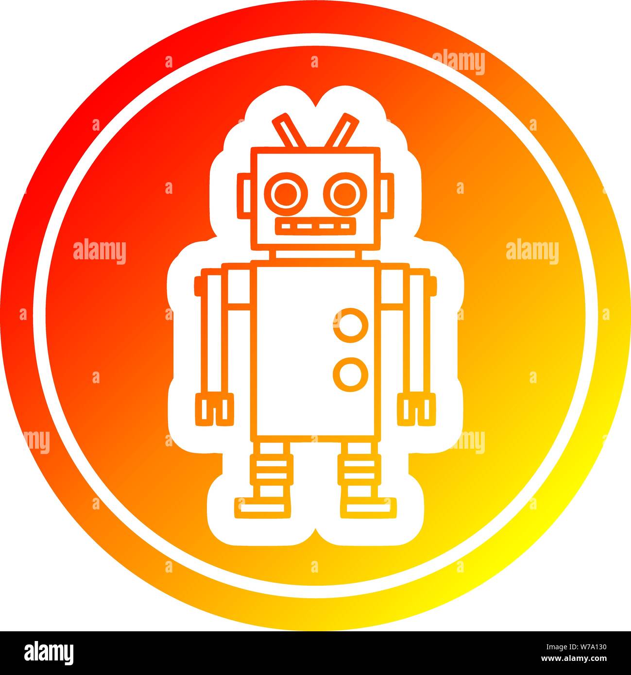 dancing robot circular icon with warm gradient finish Stock Vector ...