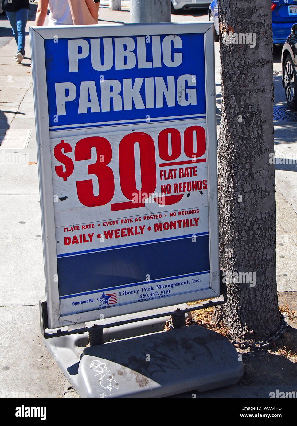 $30 public parking sign in San Francisco, California Stock Photo