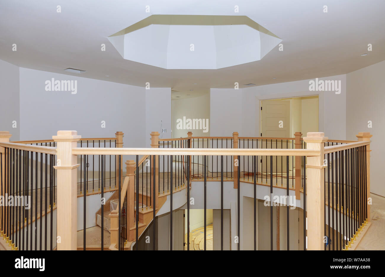 Image showcasing View of wooden stairs hallway interior with hardwood floor residential ...