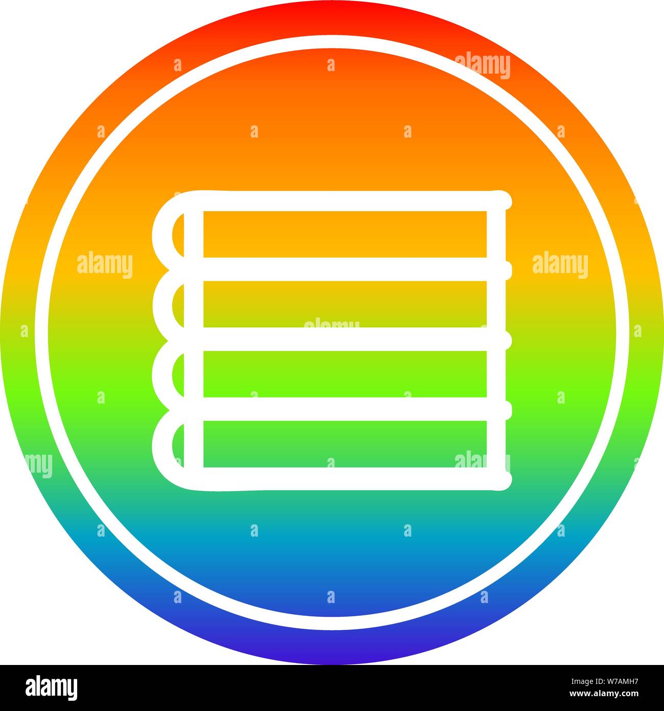 stack of books circular icon with rainbow gradient finish Stock Vector ...