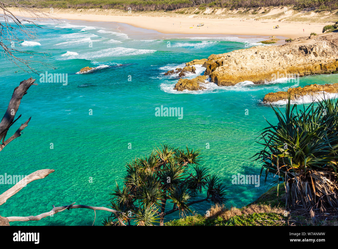 An Australian Beach on North Stradbroke Island on a  Perfect Sunny Day Stock Photo