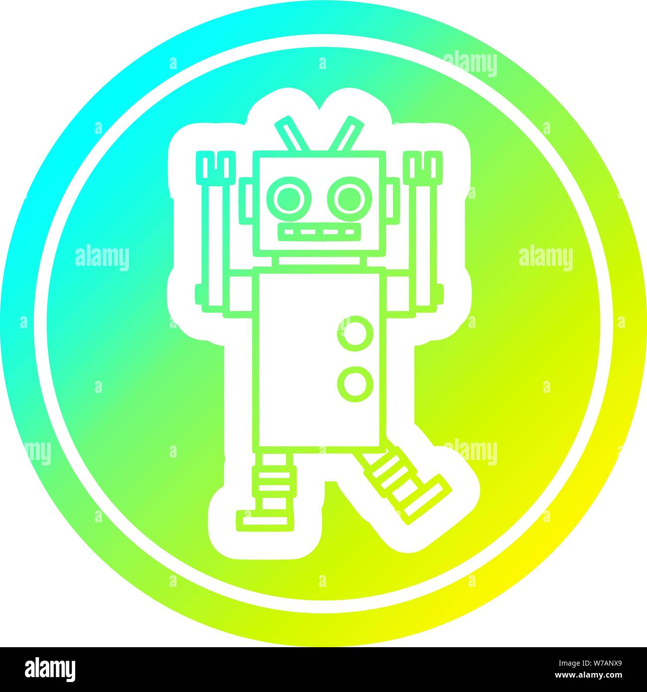 dancing robot circular icon with cool gradient finish Stock Vector ...