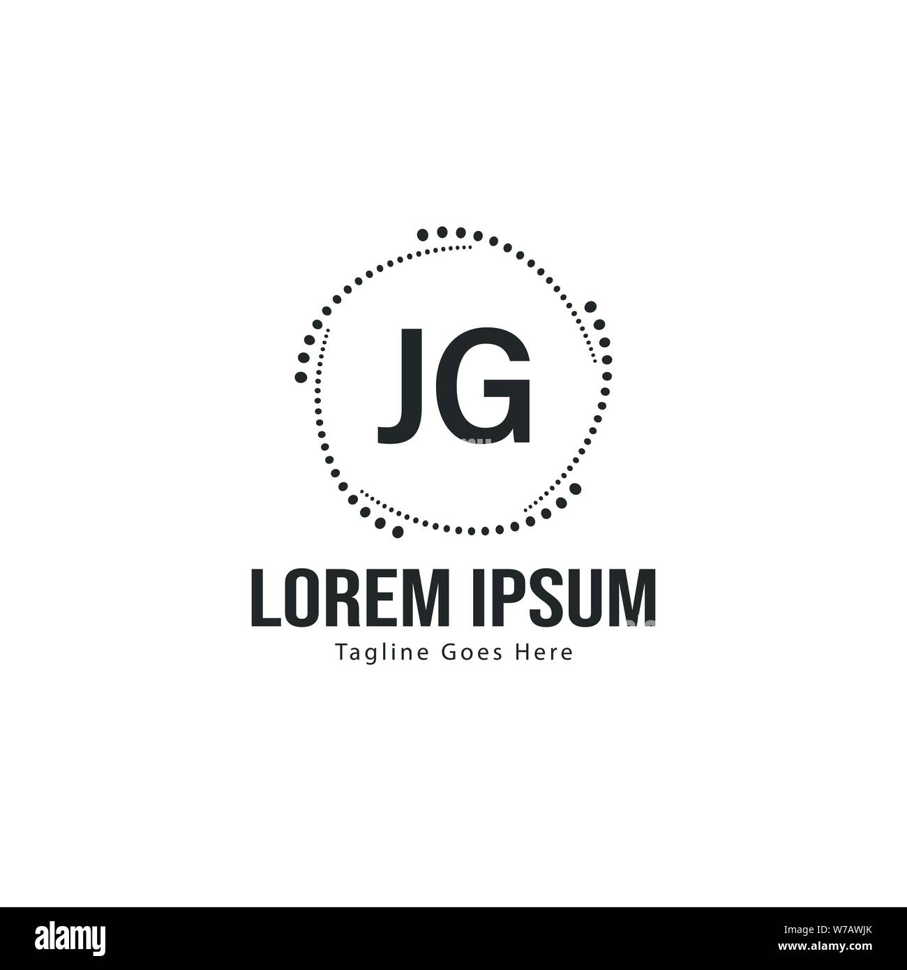 Initial JG logo template with modern frame. Minimalist JG letter logo