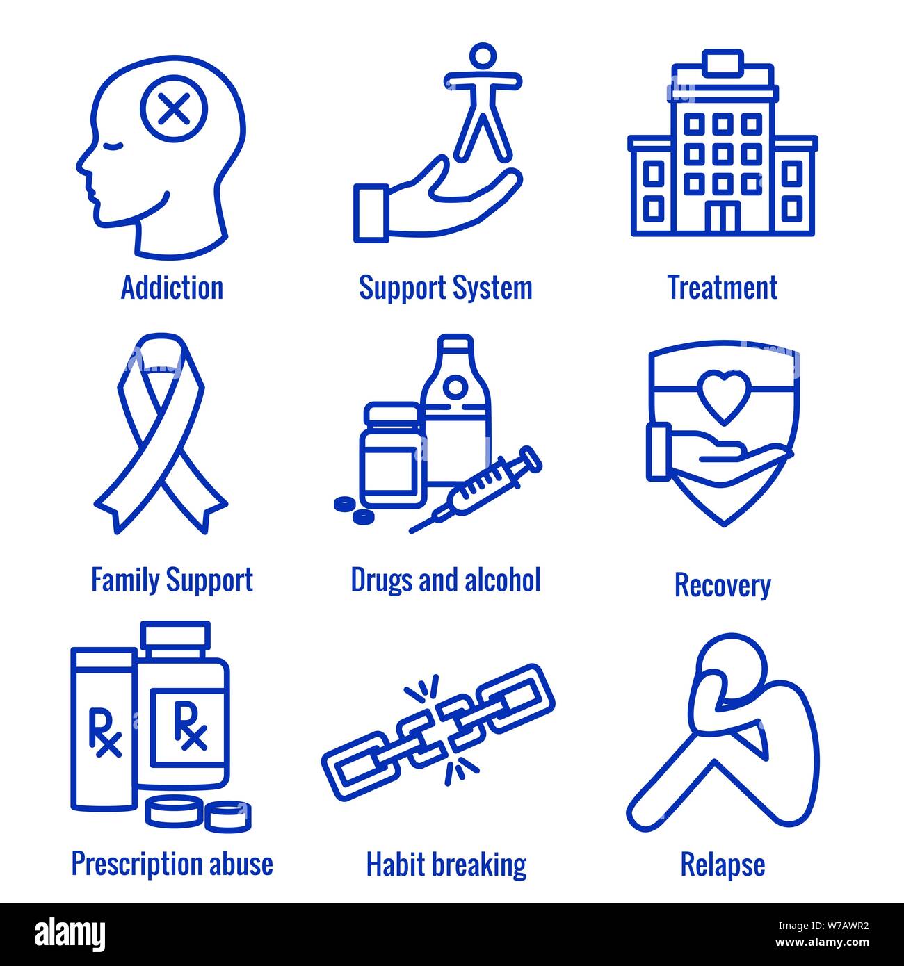 Drug & Alcohol Dependency Icon Set w support, recovery, and treatment Stock  Vector Image & Art - Alamy