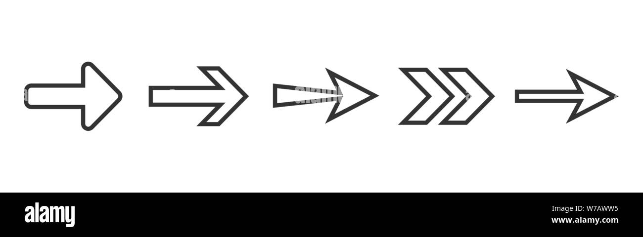 Vector illustration, flat design. Arrow icon set Stock Vector