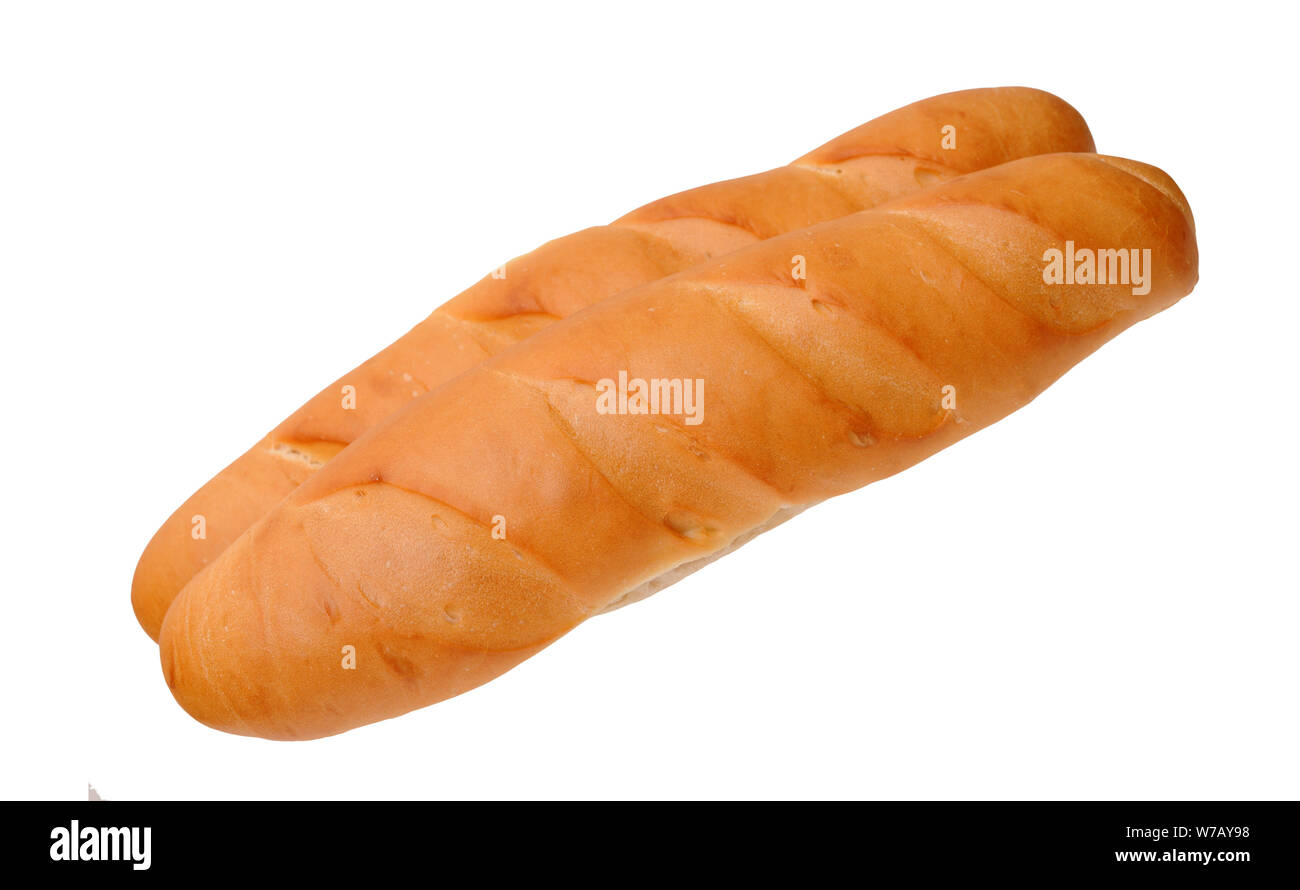 a pair of French bread isolate on white Stock Photo - Alamy