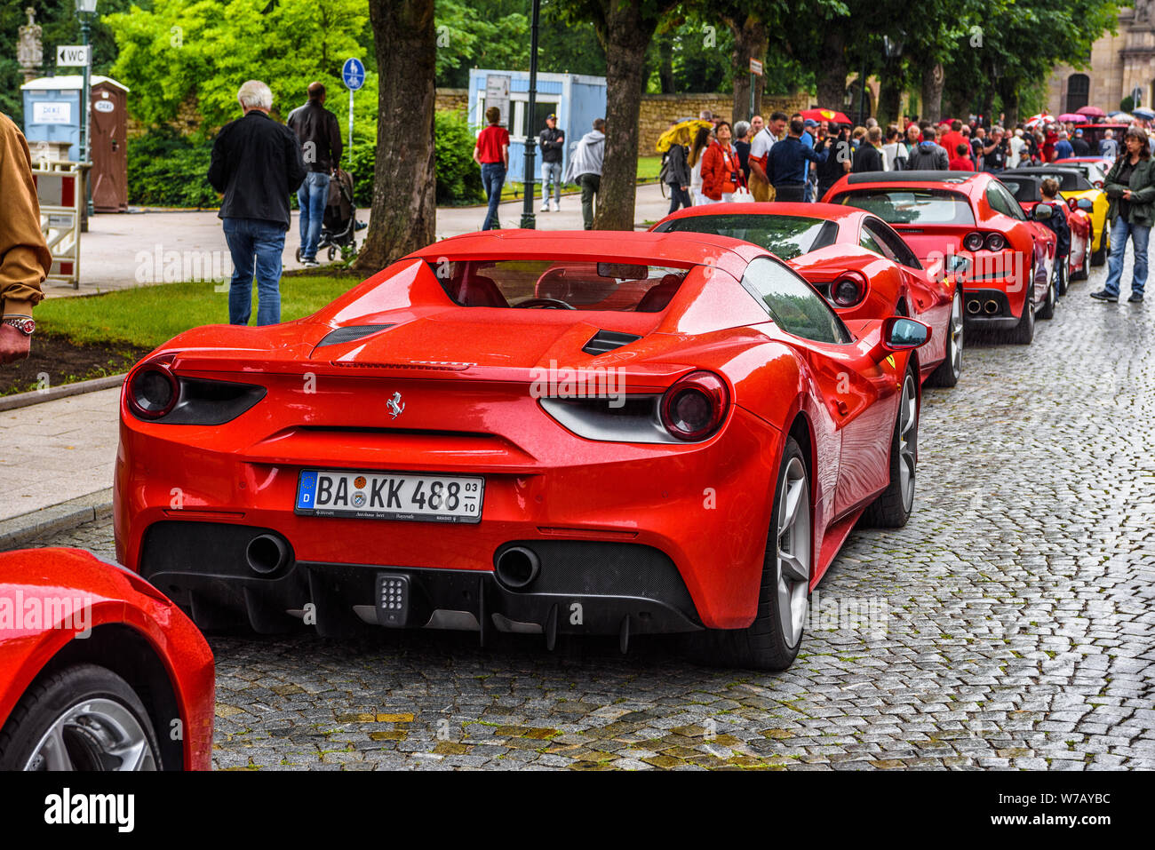 Germany Fulda Jul 2019 Rearview Lights Of Red Ferrari